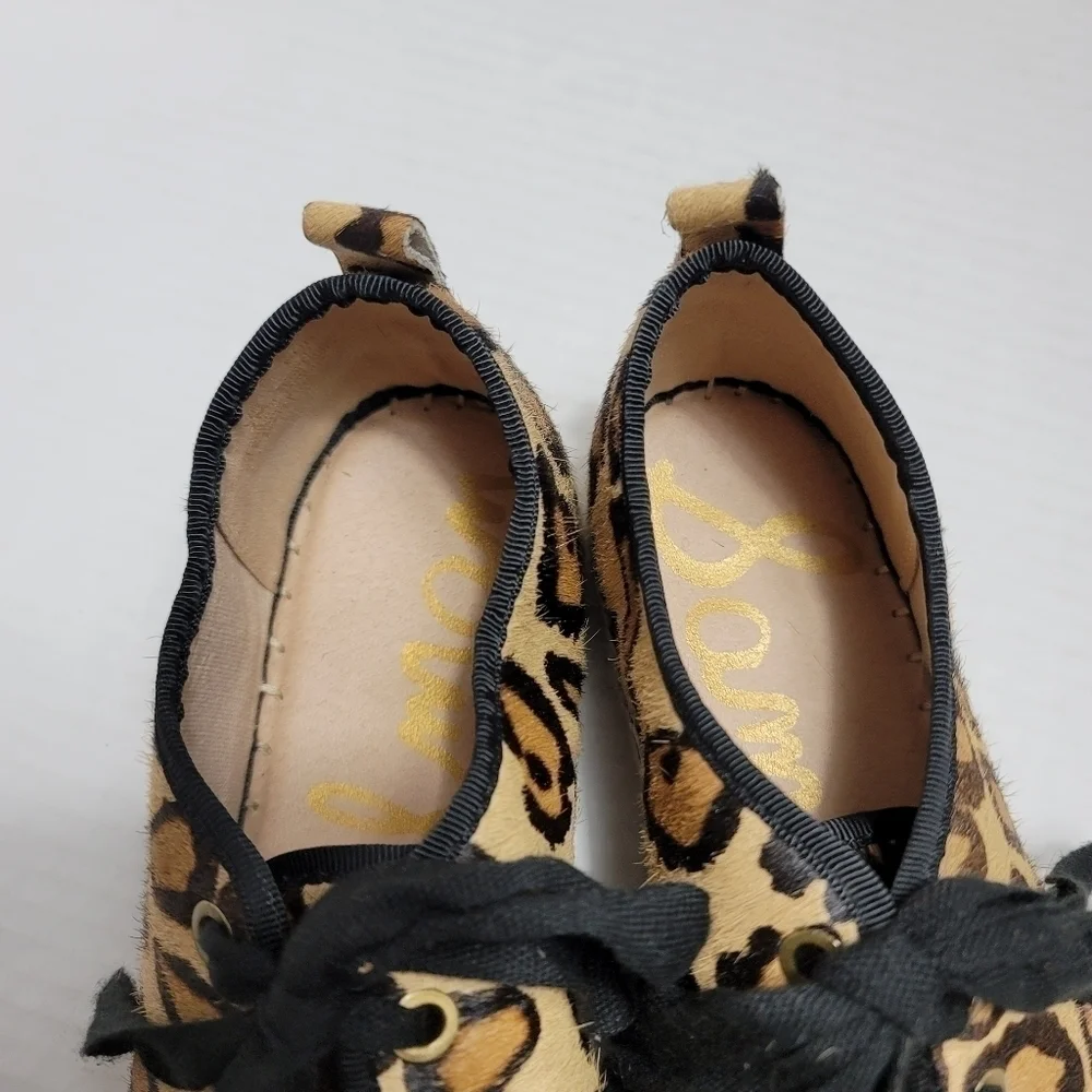 Sam Edelman Celina Platform Espadrille Sneakers 7 Leopard Print Calf Hair - Picture 6 of 7
